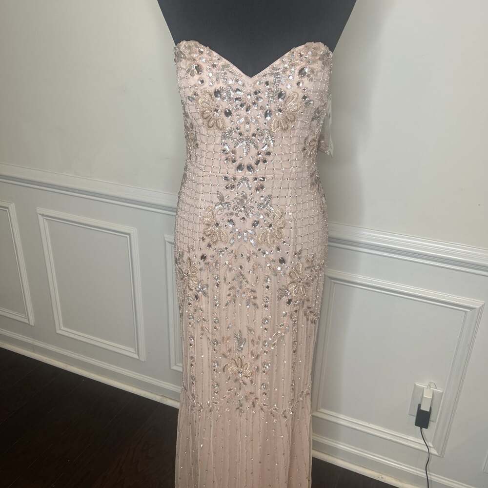 Aidan By Aidan Matrix Women’s Beaded Strapless Gown, Blush, Sz.6. $495 - Picture 6 of 16